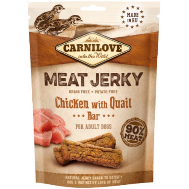 Carnilove SN Jerky με κοτόπουλο και ορτύκι και ακαταμάχητη γεύση που συμπληρώνει τη διατροφή 100g Carnilove SN Jerky με κοτόπουλο και ορτύκι και ακαταμάχητη γεύση που συμπληρώνει τη διατροφή 100g