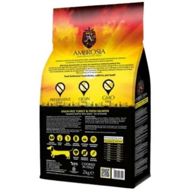 Ambrosia grain free dog adult mini γαλοπούλα & σολομό 6kg Ambrosia grain free dog adult mini γαλοπούλα & σολομό 6kg