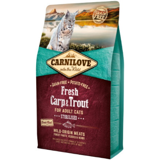 Carnilove για ενήλικες στειρωμένες γάτες με κυπρίνο & πέστροφα 2kg Carnilove για ενήλικες στειρωμένες γάτες με κυπρίνο & πέστροφα 2kg