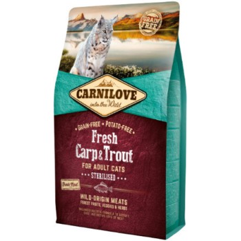 Carnilove για ενήλικες στειρωμένες γάτες με κυπρίνο & πέστροφα 6kg Carnilove για ενήλικες στειρωμένες γάτες με κυπρίνο & πέστροφα 6kg