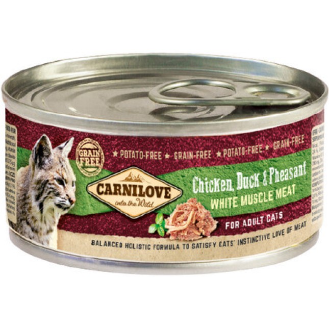Carnilove Cat κονσέρβα για ενήλικες γάτες με κοτόπουλο πάπια και φασιανό 100gr Carnilove Cat κονσέρβα για ενήλικες γάτες με κοτόπουλο πάπια και φασιανό 100gr