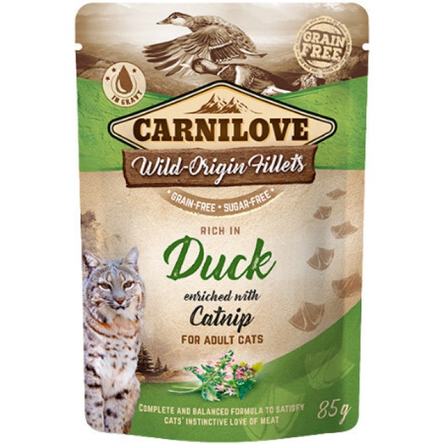 Carnilove Cat πλήρης ολιστική τροφή σε φακελάκι με πάπια εμπλουτισμένη με Catnip 85gr Carnilove Cat πλήρης ολιστική τροφή σε φακελάκι με πάπια εμπλουτισμένη με Catnip 85gr