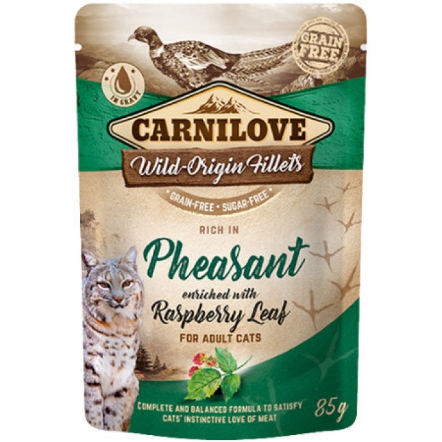 Carnilove Cat πλήρης ολιστική τροφή σε φακελάκι με φασιανό εμπλουτισμένο με φύλλα βατόμουρο 85gr Carnilove Cat πλήρης ολιστική τροφή σε φακελάκι με φασιανό εμπλουτισμένο με φύλλα βατόμουρο 85gr