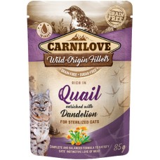 Carnilove Cat πλήρης ολιστική τροφή σε φακελάκι με ορτύκι with Dandelion 85gr