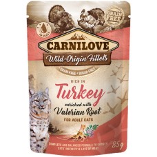 Carnilove Cat πλήρης ολιστική τροφή σε φακελάκι με γαλοπούλα with Valerian Root 85gr