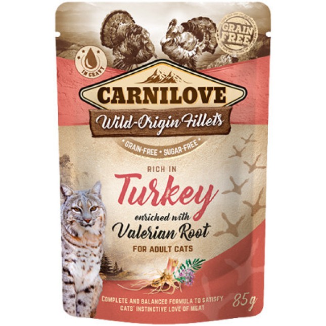 Carnilove Cat πλήρης ολιστική τροφή σε φακελάκι με γαλοπούλα with Valerian Root 85gr Carnilove Cat πλήρης ολιστική τροφή σε φακελάκι με γαλοπούλα with Valerian Root 85gr
