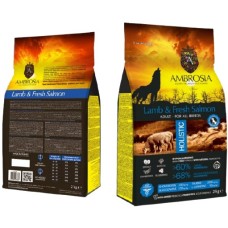 Ambrosia grain free ολιστική τροφή για ενήλικους μικρόσωμους σκύλους με αρνί και σολομό