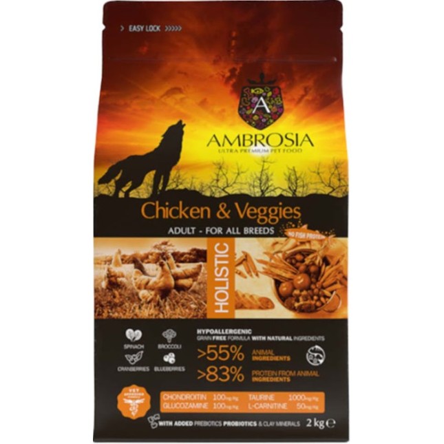 Ambrosia grain free adult με κοτόπουλο και λαχανικά 2kg