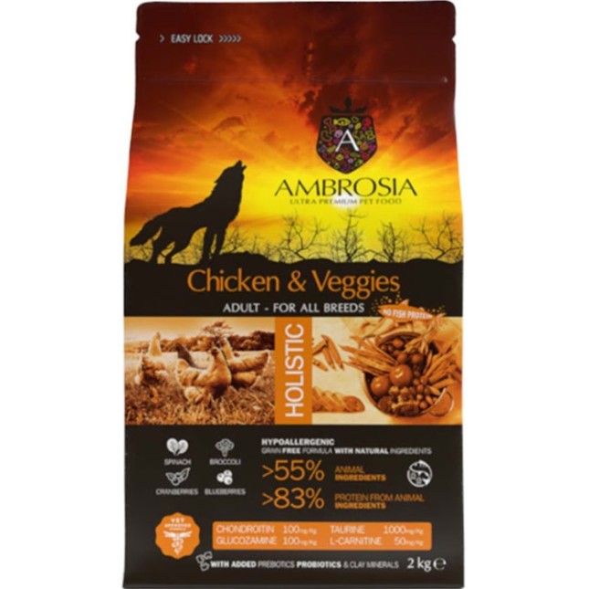 Ambrosia grain free adult με κοτόπουλο και λαχανικά 12kg