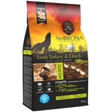 Ambrosia grain free ολιστική τροφή για ενήλικες σκύλους με γαλοπούλα & πάπια