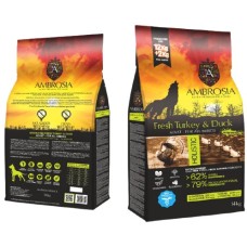 Ambrosia grain free ολιστική τροφή για ενήλικες σκύλους με γαλοπούλα & πάπια