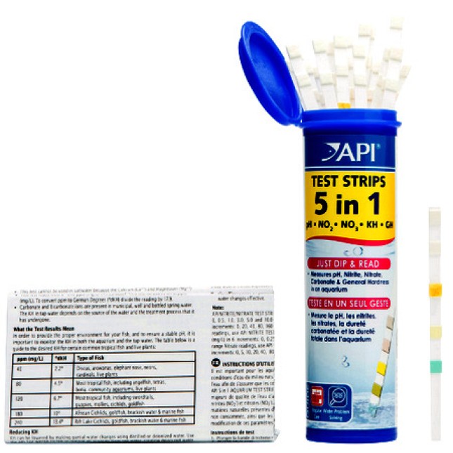 API test 5 in 1 strips εύκολος τρόπος για να ελέγξετε pH, KH, GH, νιτρικά και νιτρώδη 25 test API test 5 in 1 strips εύκολος τρόπος για να ελέγξετε pH, KH, GH, νιτρικά και νιτρώδη 25 test
