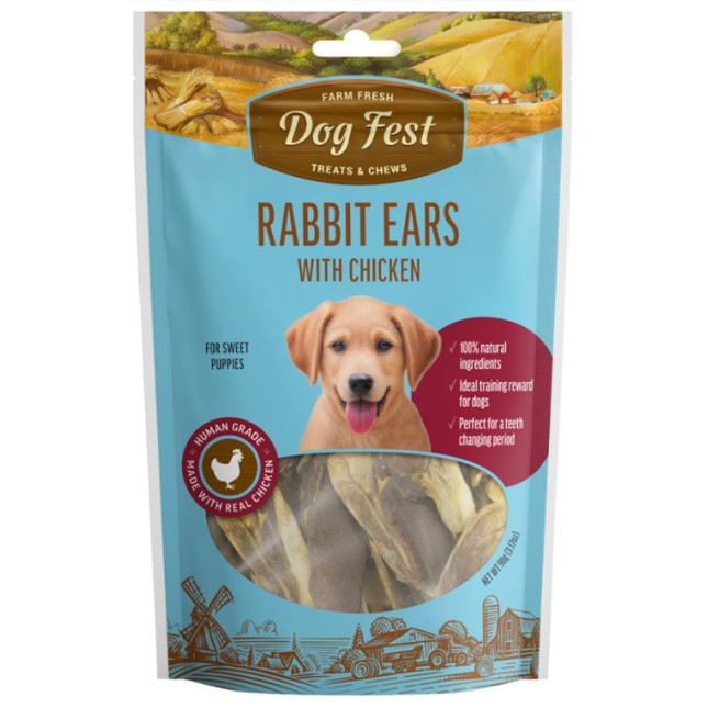 PetFest Dog λιχουδιά για κουτάβια αυτιά κουνελιού με τρυφερό κρέας κοτόπουλου 90g PetFest Dog λιχουδιά για κουτάβια αυτιά κουνελιού με τρυφερό κρέας κοτόπουλου 90g