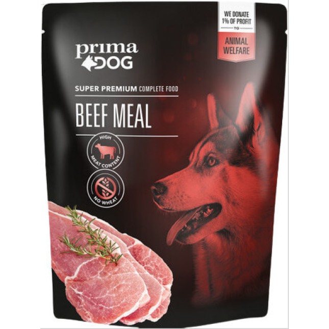 Vafo Prima dog πλήρες γεύμα υγρής τροφής με βοδινό για όλους τους ενήλικους σκύλους