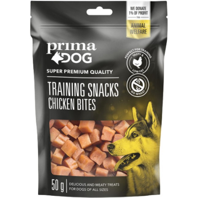 Vafo Prima dog Meaty Treats πολύ νόστιμα εκπαιδευτικά σνακ σε μπουκιές κοτόπουλου 50gr