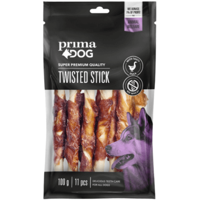 Vafo Prima dog Chewbones πάπια & ραβδί από ακατέργαστο δέρμα Stick 100gr/ 13cm