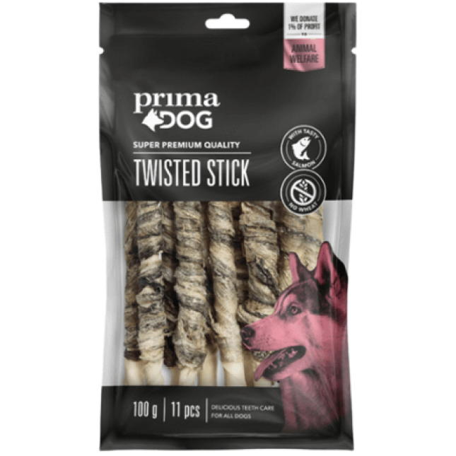 Vafo Prima dog Chewbones σολομός & ραβδί από ακατέργαστο δέρμα Stick 100gr/ 13cm