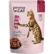 Vafo Prima cat πλήρες τροφής με βοδινό σε ζελέ κατά 88% κρέας 85gr