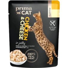 Vafo Prima cat κρεατική τροφή με κοτόπουλο & Τυρί σε ζελέ για γάτες με ευαίσθητο στομάχι  50gr