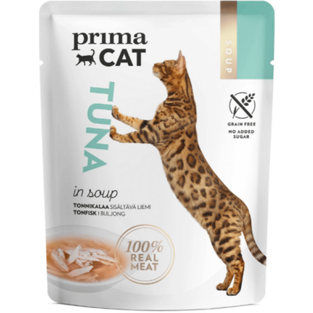 Vafo Prima cat υγρή τροφή με τόνο σε πολύ νόστιμο ζωμό για γάτες με ευαίσθητο στομάχι  4x40gr
