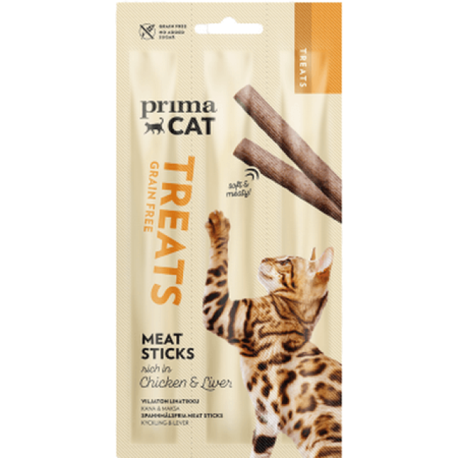 Vafo Prima cat λιχουδιές σε sticks με κοτόπουλο & συκώτι χωρίς δημητριακά και χωρίς ζάχαρη 15gr Vafo Prima cat λιχουδιές σε sticks με κοτόπουλο & συκώτι χωρίς δημητριακά και χωρίς ζάχαρη 15gr
