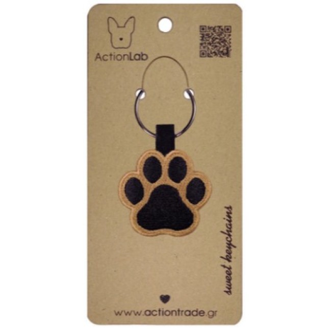 Action Lab Κεντητό μπρελόκ ANIMAL PAW BROWN κεντημένο και στις δύο όψεις