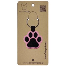 Action Lab Κεντητό μπρελόκ ANIMAL PAW PINK κεντημένο και στις δύο όψεις