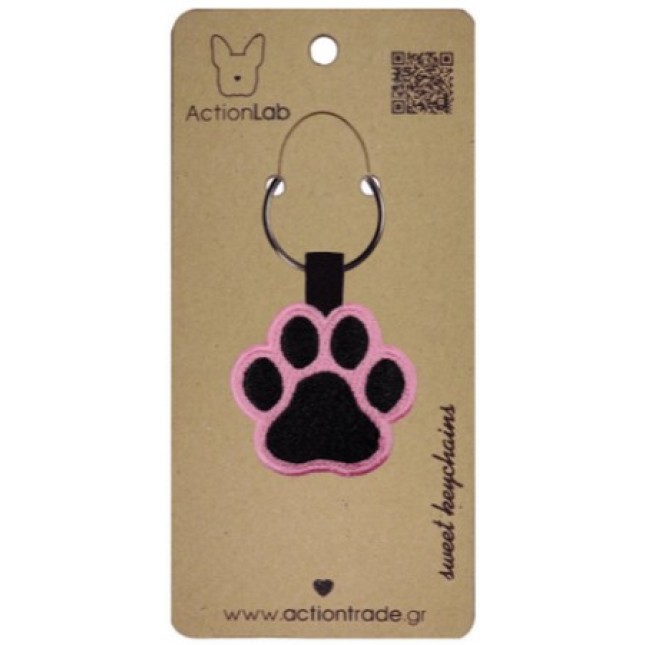 Action Lab Κεντητό μπρελόκ ANIMAL PAW PINK κεντημένο και στις δύο όψεις