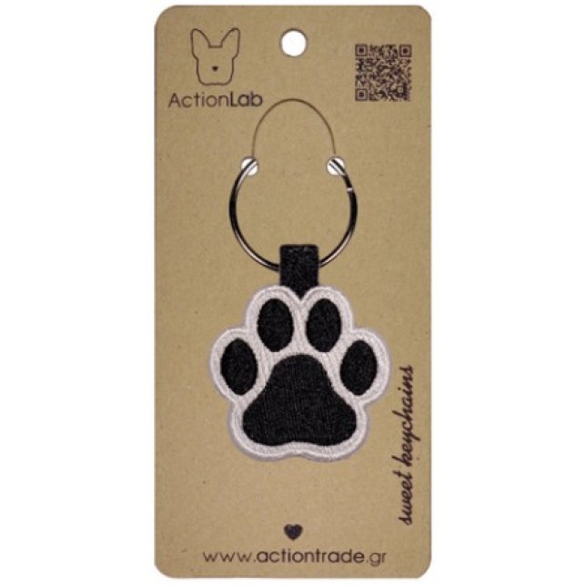 Action Lab Κεντητό μπρελόκ ANIMAL PAW WHITE κεντημένο και στις δύο όψεις