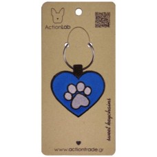 Action Lab Κεντητό μπρελόκ PAW HEART BLUE κεντημένο και στις δύο όψεις