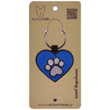Action Lab Κεντητό μπρελόκ PAW HEART BLUE κεντημένο και στις δύο όψεις Action Lab Κεντητό μπρελόκ PAW HEART BLUE κεντημένο και στις δύο όψεις