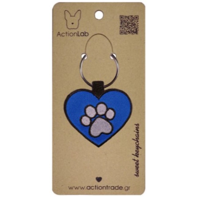 Action Lab Κεντητό μπρελόκ PAW HEART BLUE κεντημένο και στις δύο όψεις Action Lab Κεντητό μπρελόκ PAW HEART BLUE κεντημένο και στις δύο όψεις