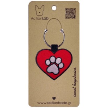 Action Lab Κεντητό μπρελόκ PAW HEART RED κεντημένο και στις δύο όψεις Action Lab Κεντητό μπρελόκ PAW HEART RED κεντημένο και στις δύο όψεις