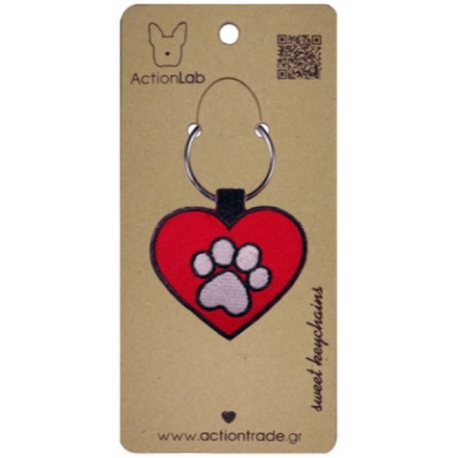 Action Lab Κεντητό μπρελόκ PAW HEART RED κεντημένο και στις δύο όψεις