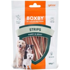 Boxby Σνακ με νόστιμες λωρίδες με κοτόπουλο και ψάρι 100gr Boxby Σνακ με νόστιμες λωρίδες με κοτόπουλο και ψάρι 100gr