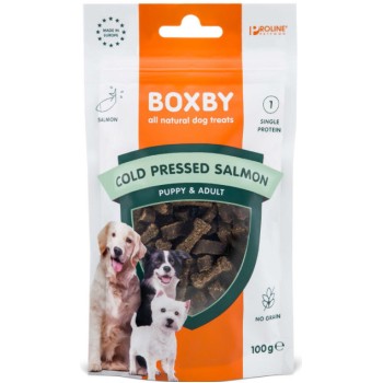 Boxby λιχουδιά υποαλλεργική περιέχει μία μόνο πρωτεΐνη σολομού με περιεκτικότητα σε ψάρι 100g Boxby λιχουδιά υποαλλεργική περιέχει μία μόνο πρωτεΐνη σολομού με περιεκτικότητα σε ψάρι 100g