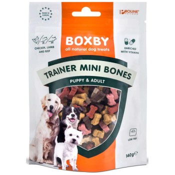 Boxby λιχουδιά μίνι κόκαλα. είναι μικρά σνακ με κοτόπουλο, αρνί και μοσχάρι 140g Boxby λιχουδιά μίνι κόκαλα. είναι μικρά σνακ με κοτόπουλο, αρνί και μοσχάρι 140g