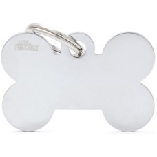 Myfamily ταυτότητα basic κόκκαλο μεγάλο ασημί 3,8x2,5cm
