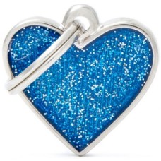 Myfamily Ταυτότητα Shine Καρδιά Μπλε Small 2.8x2.5cm