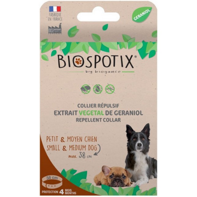 Biogance Biospotix απωθητικό κολάρο σκύλου μικρό φυτικό με Γερανιόλη 38cm