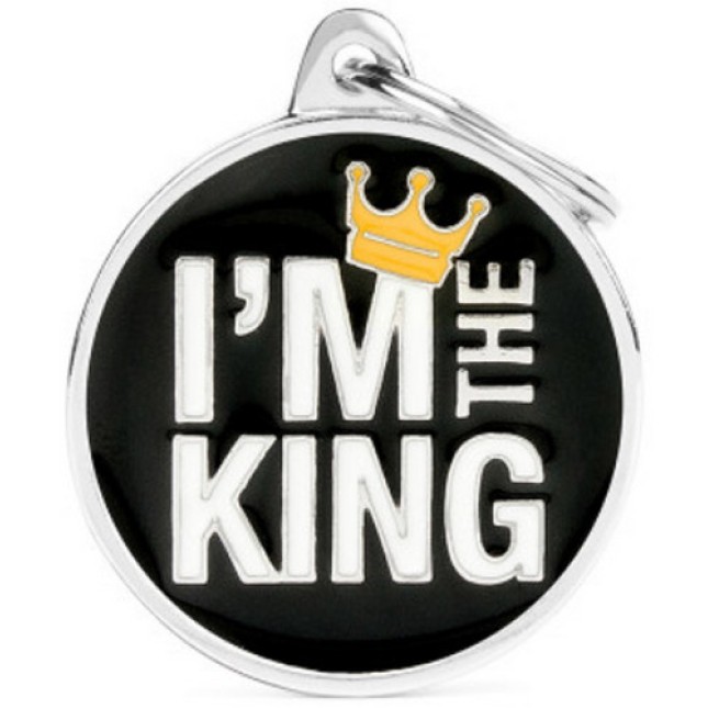 Myfamily Ταυτότητα Charms  I'm the king Μαύρο για την ασφάλεια του κατοικίδιου σας