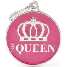 Myfamily Ταυτότητα Charms The Queen Ροζ για την ασφάλεια του κατοικίδιου σας Myfamily Ταυτότητα Charms The Queen Ροζ για την ασφάλεια του κατοικίδιου σας