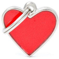 Myfamily Ανακλαστική Ταυτότητα Καρδιά χειροποίητη μεταλλική με έντονο κόκκινο χρώμα