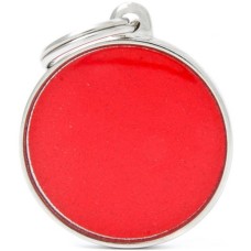 Myfamily Ανακλαστική Ταυτότητα Κύκλος χειροποίητη μεταλλική με έντονο κόκκινο χρώμα