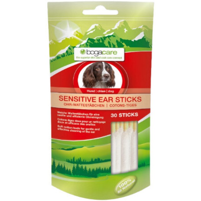 Bogacare sensitive καθαριστικό αυτιών σκύλου με μπατονέτες και ιατρικό βαμβάκι 30τεμ.