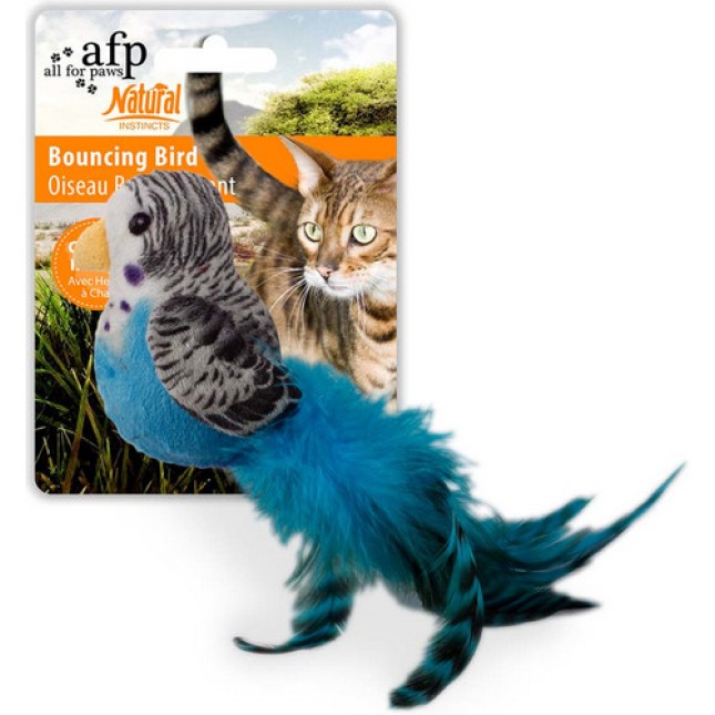 AFP Παιχνίδι Γάτας χνουδωτό πουλί με πούπουλα για ουρά για μοναδική διασκέδαση 1τμχ 10x20x7cm