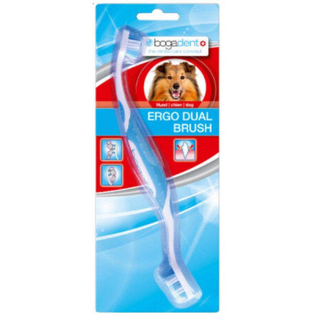Bogadent ergo διπλή οδοντόβουρτσα με εργονομικό σχεδιασμό για καθαρισμό των δοντιών του σκύλου