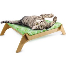 AFP κρεβατάκι γάτας πράσινο με ξύλινη βάση ιδανικό για χαλάρωση και τρομερούς ύπνους