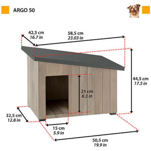Ferplast ξύλινο σπιτάκι σκύλου Argo 50 γκρι 58,5x42,5x44,5cm Ferplast ξύλινο σπιτάκι σκύλου Argo 50 γκρι 58,5x42,5x44,5cm