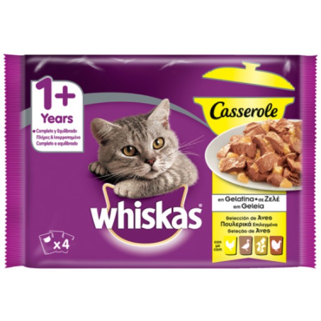 Whiskas φακελάκι με πουλερικά (κοτόπουλο, πάπια, πουλερικά, γαλοπούλα) 4x85g